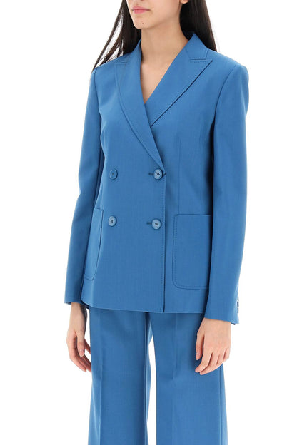 'nervoso' Double-breasted Jacket In Light Wool  - Light Blue