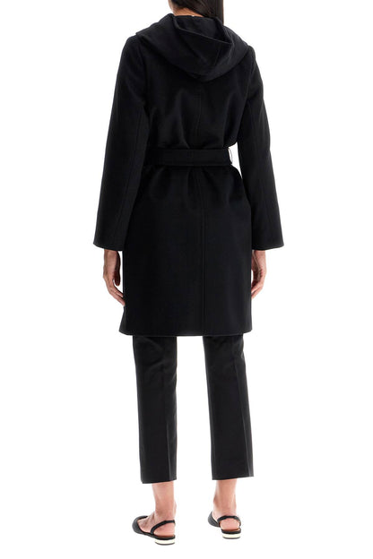 Wool Coat With Hooded C  - Black