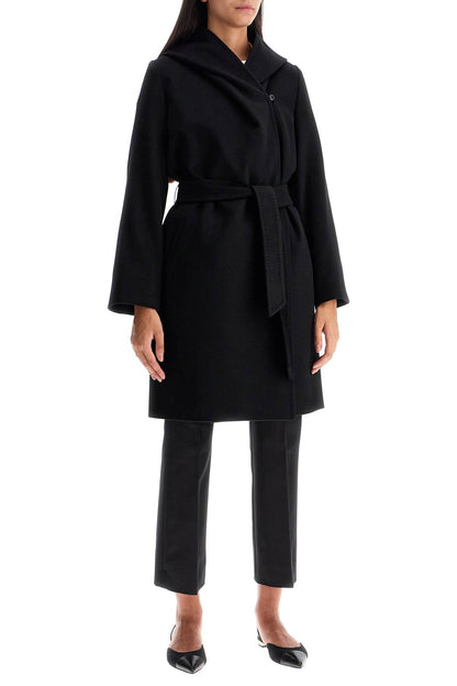 Wool Coat With Hooded C  - Black