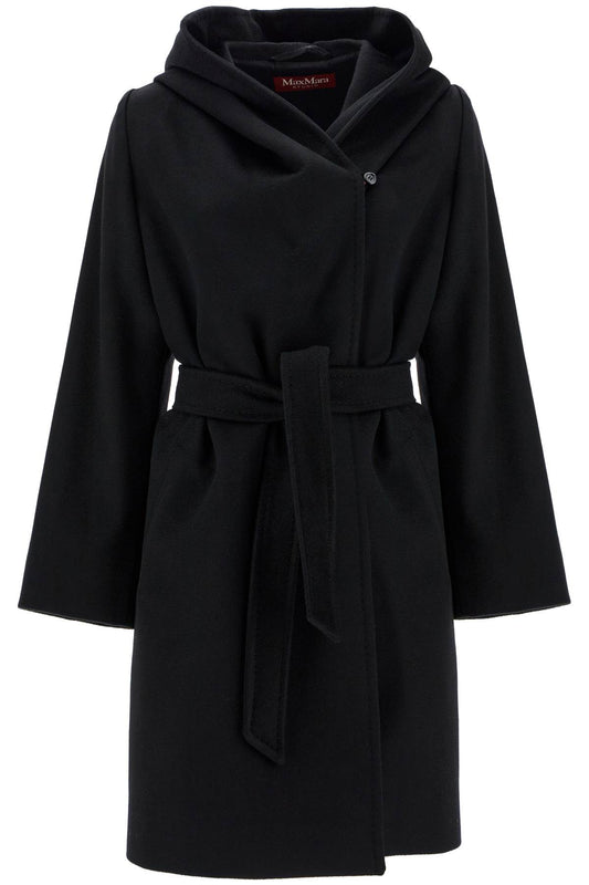 Wool Coat With Hooded C  - Black