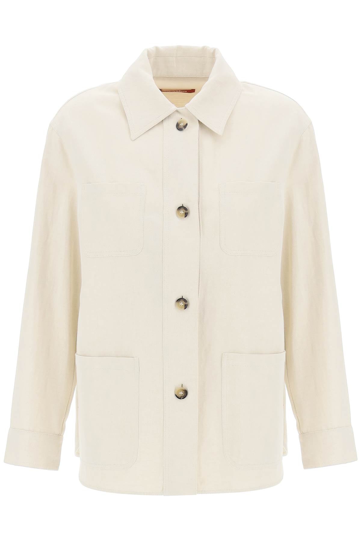 Newport Overshirt In Cotton And Linen Drill  - Neutro