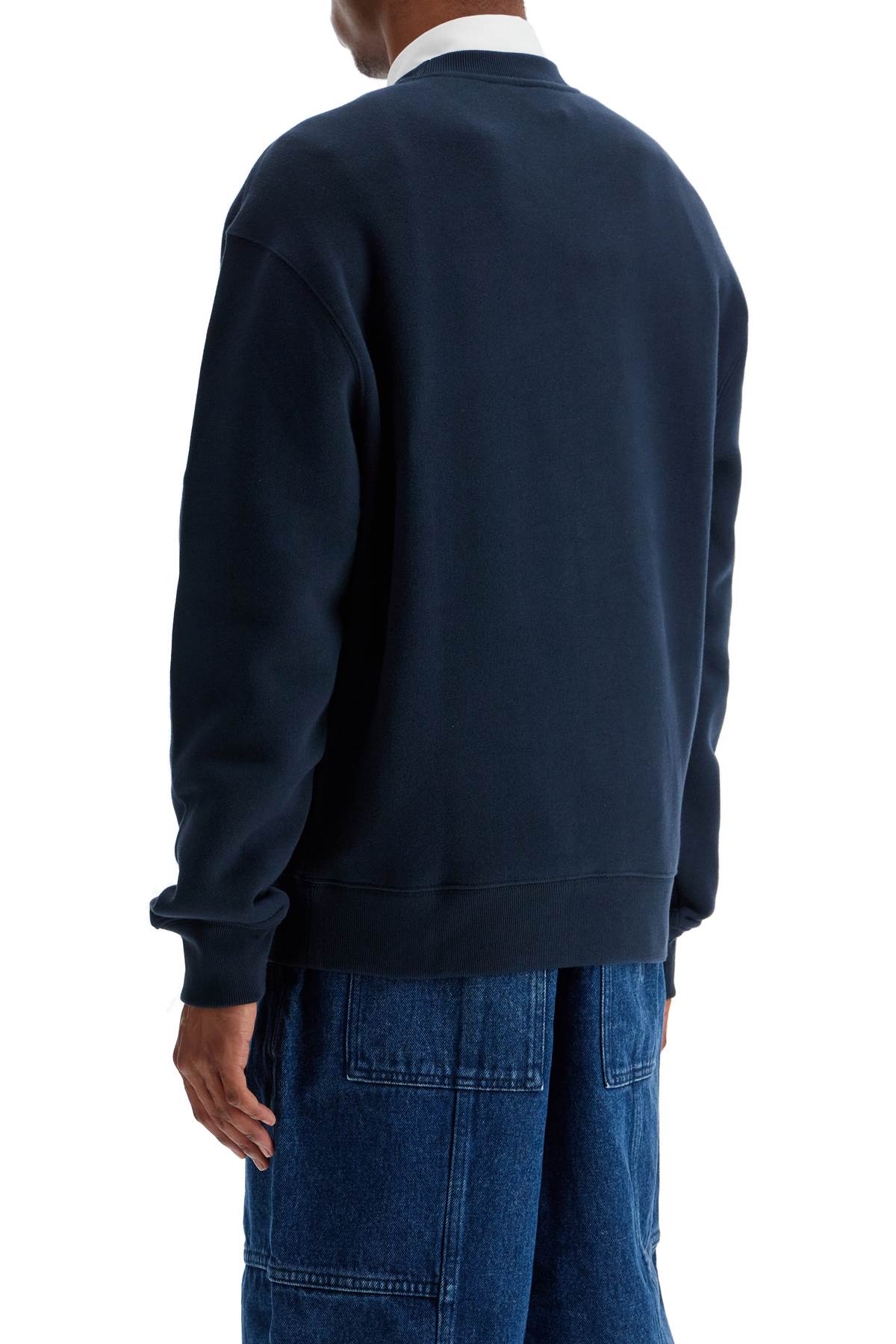 Navy Blue Striped Cotton Sweatshirt  - Blue