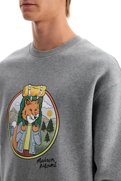 'rambling Fox Print Sweat  - Grey