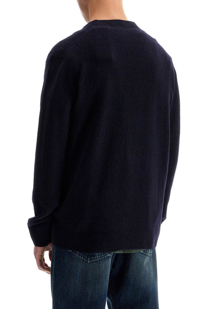 Bold Fox Head Wool Cardigan  - Blue