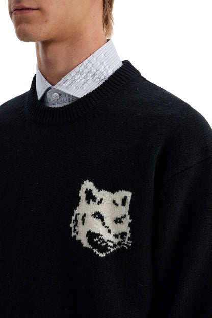 Fox Head Wool Sweater  - Black