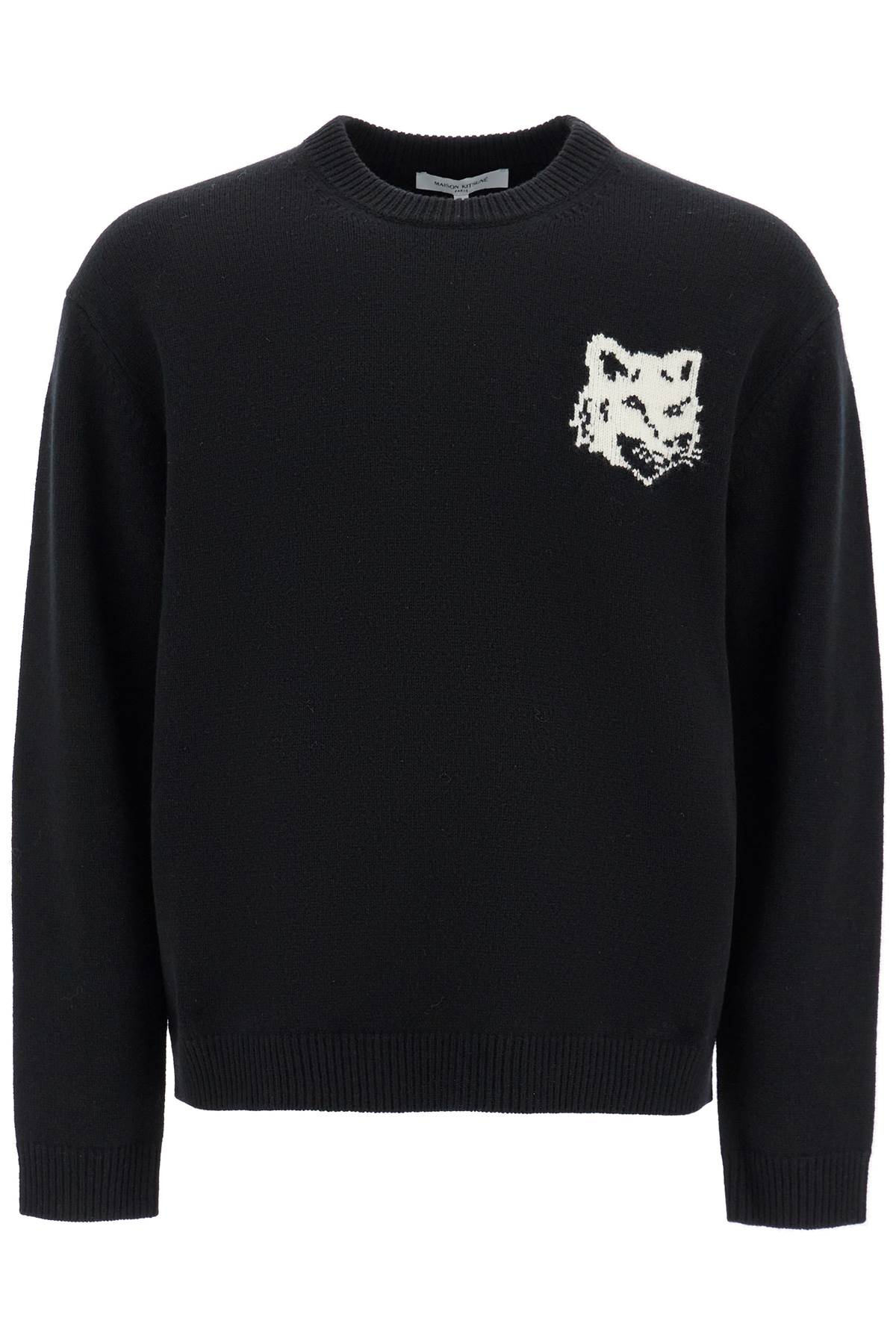 Fox Head Wool Sweater  - Black