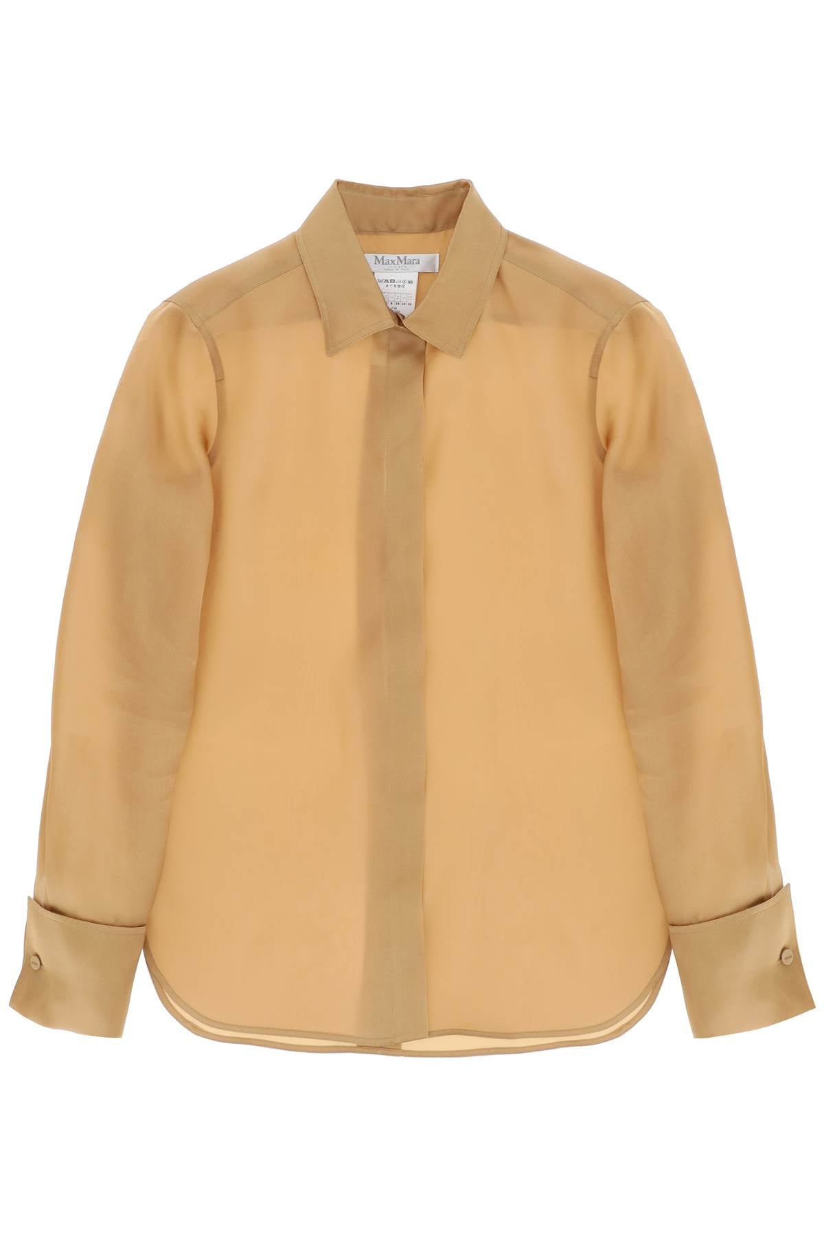 Nola Silk Organza Shirt In Italian  - Beige