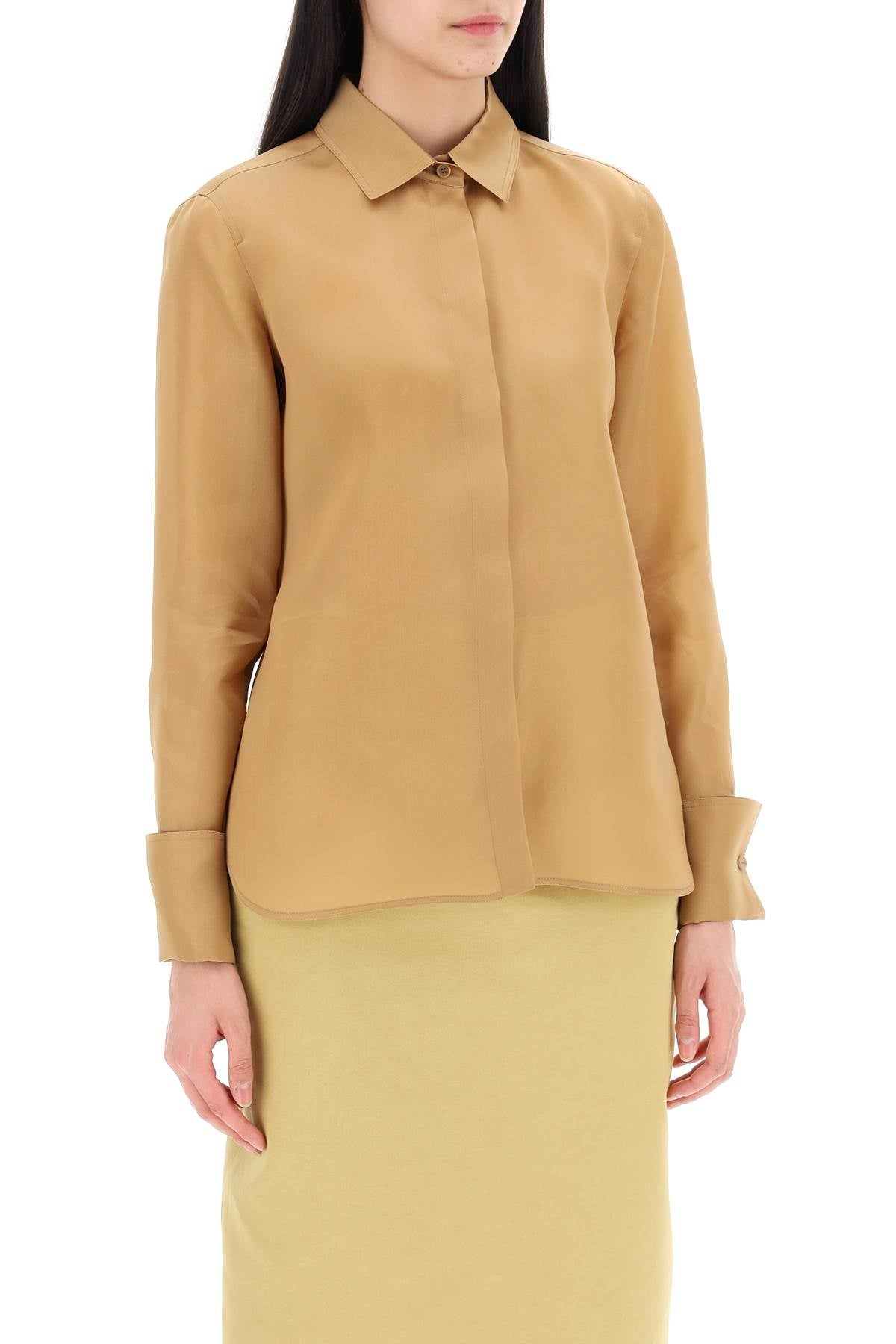 Nola Silk Organza Shirt In Italian  - Beige