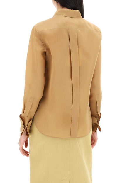 Nola Silk Organza Shirt In Italian  - Beige