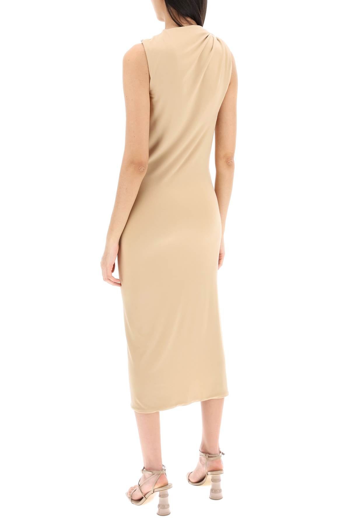 Midi Nuble Dress With Knot  - Beige