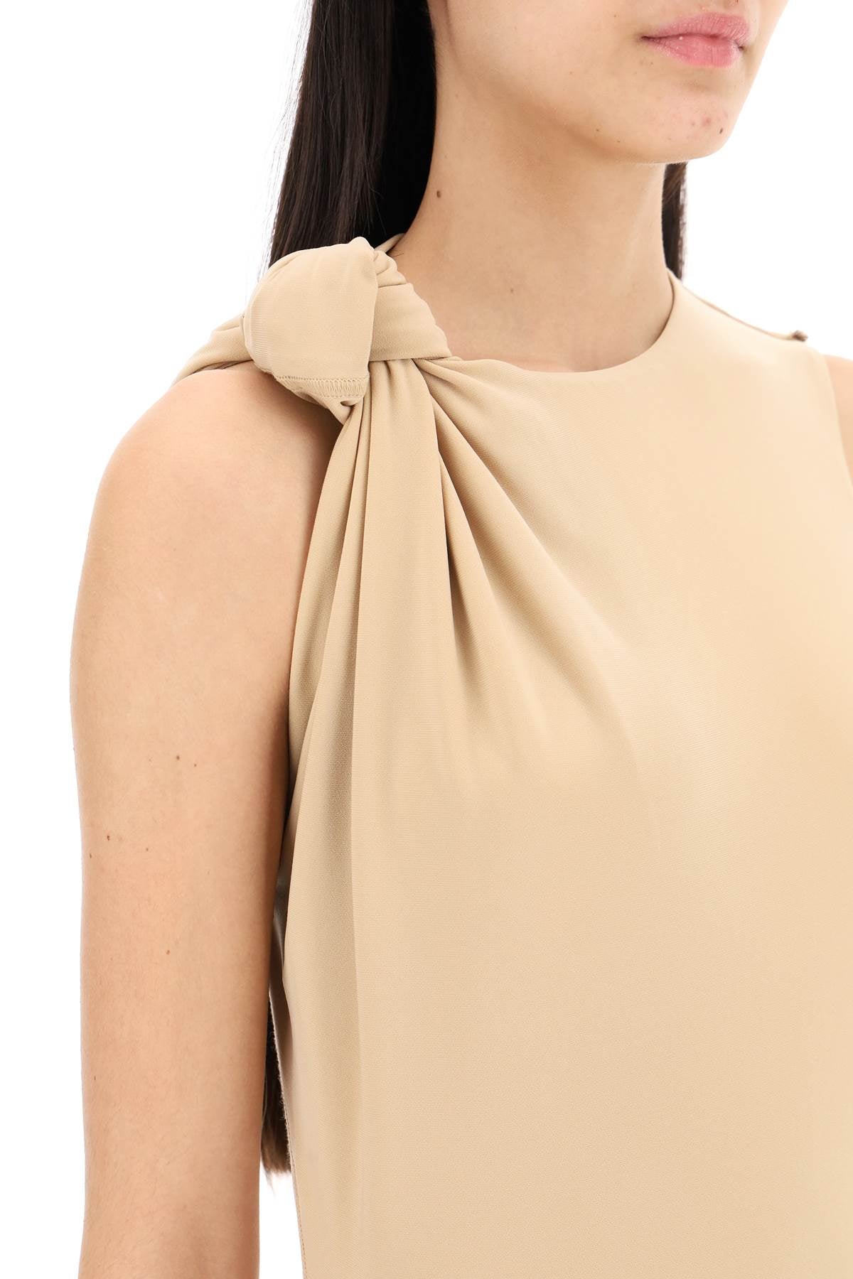 Midi Nuble Dress With Knot  - Beige