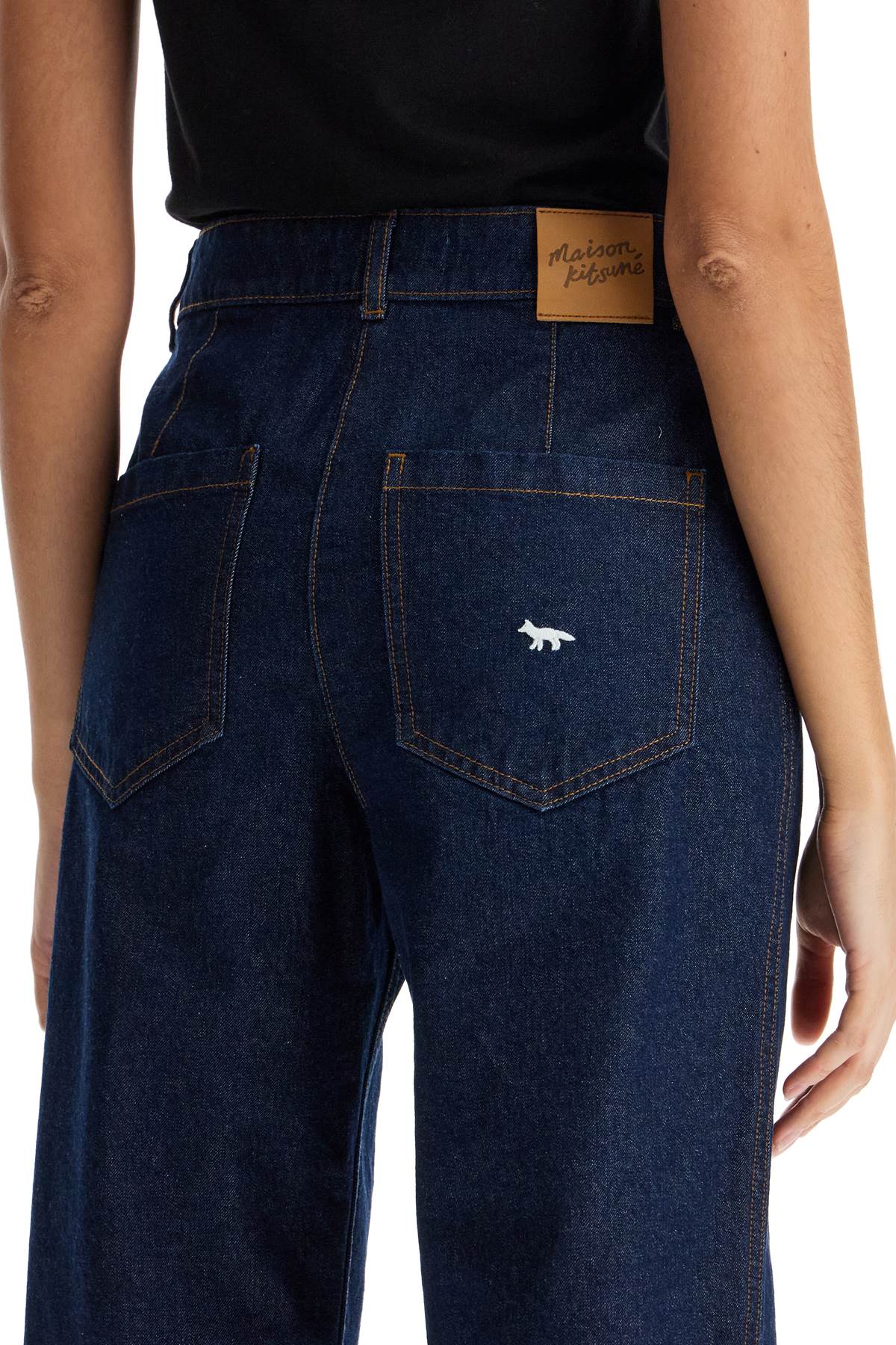 Straight Jeans With Embroidery  - Blue