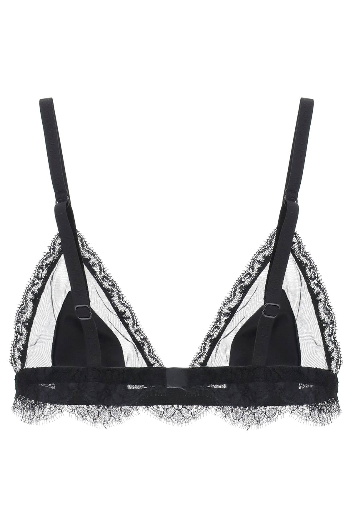 Triangle Satin And Lace Bra  - Nero