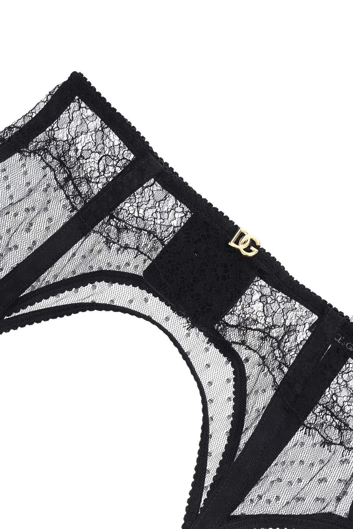 Lace Garter Belt With Logo  - Black