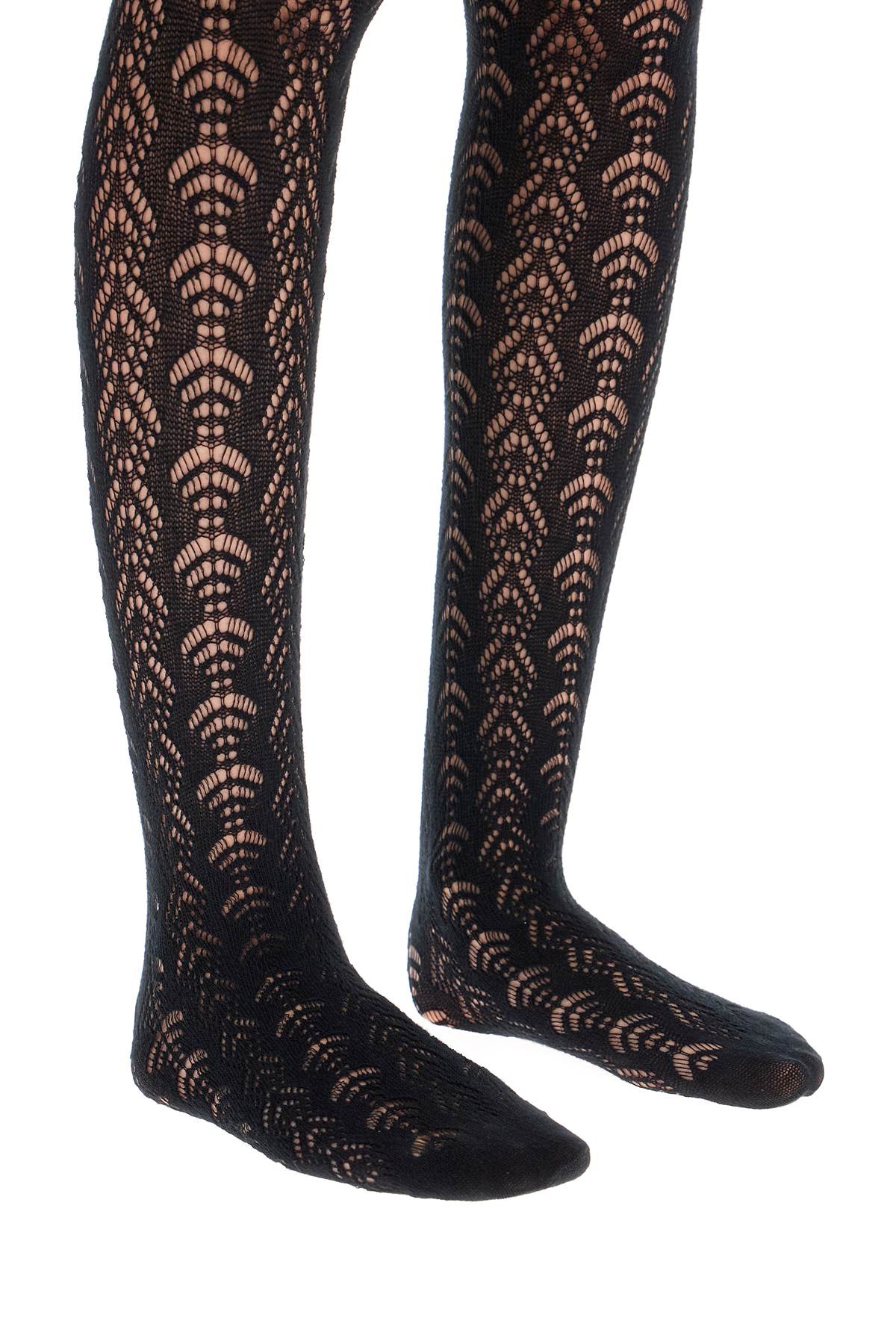 Perforated Cotton Tights  - Black