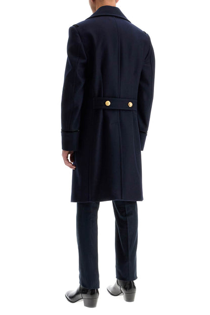 Double-breasted Wool Felt Coat  - Blue