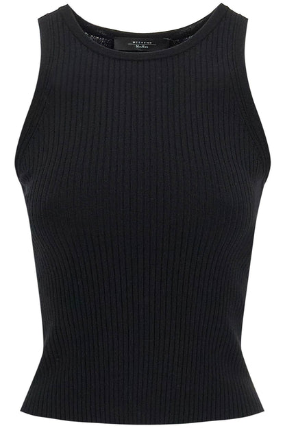 Top Olimpo In Maglia A Costine  - Black