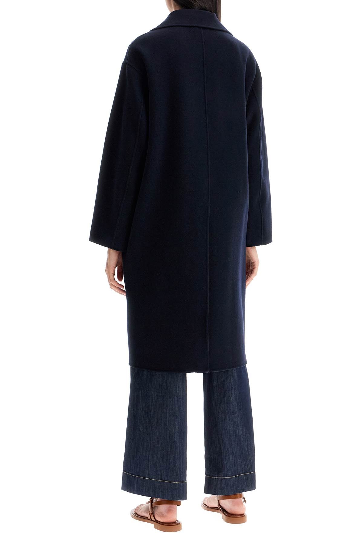 Double-breasted Midi Coat '  - Blue