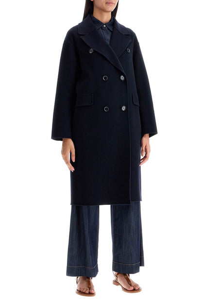 Double-breasted Midi Coat '  - Blue