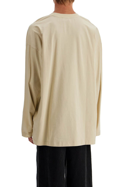 Long Sleeve Oversized T-shirt For  - Beige