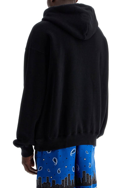 Hooded Sweatshirt With Off Print  - Black