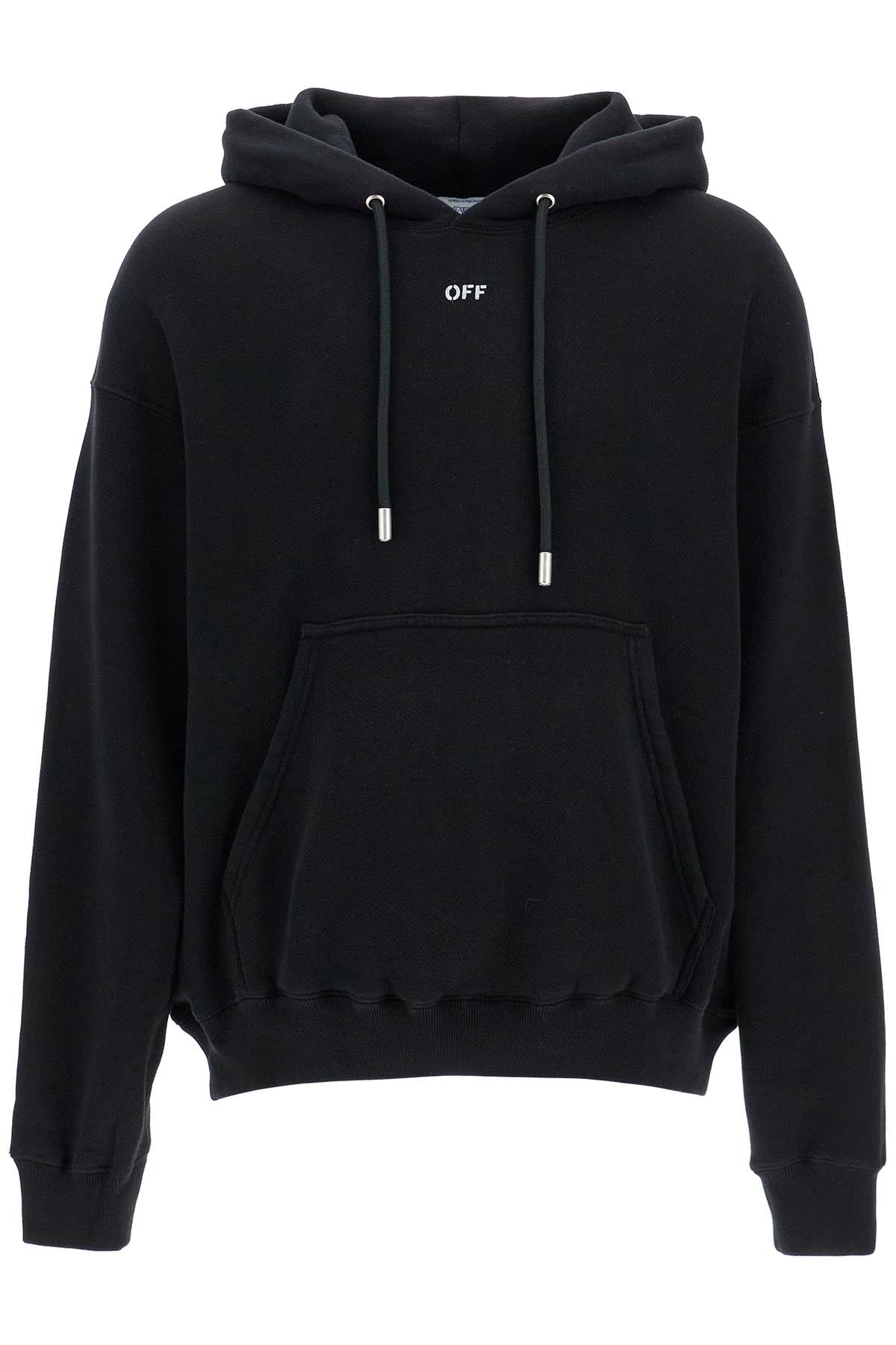 Hooded Sweatshirt With Off Print  - Black