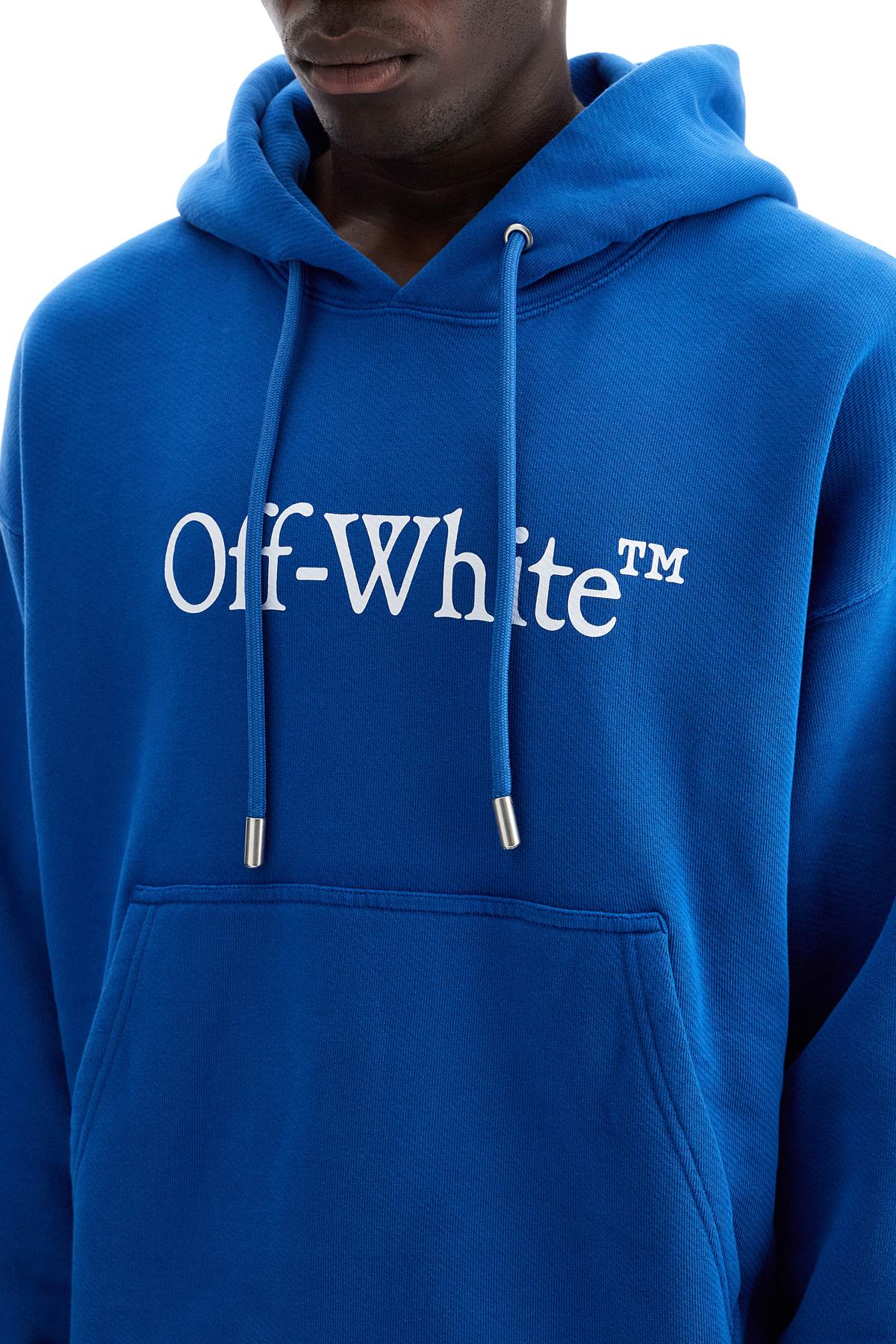 Hooded Sweatshirt With Logo Print  - Blue