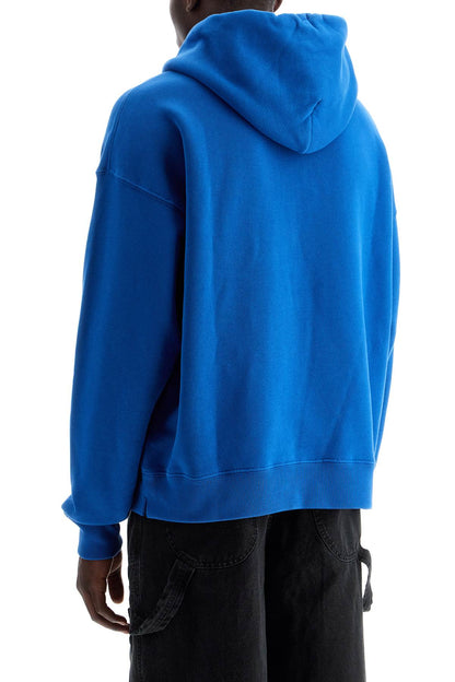 Hooded Sweatshirt With Logo Print  - Blue