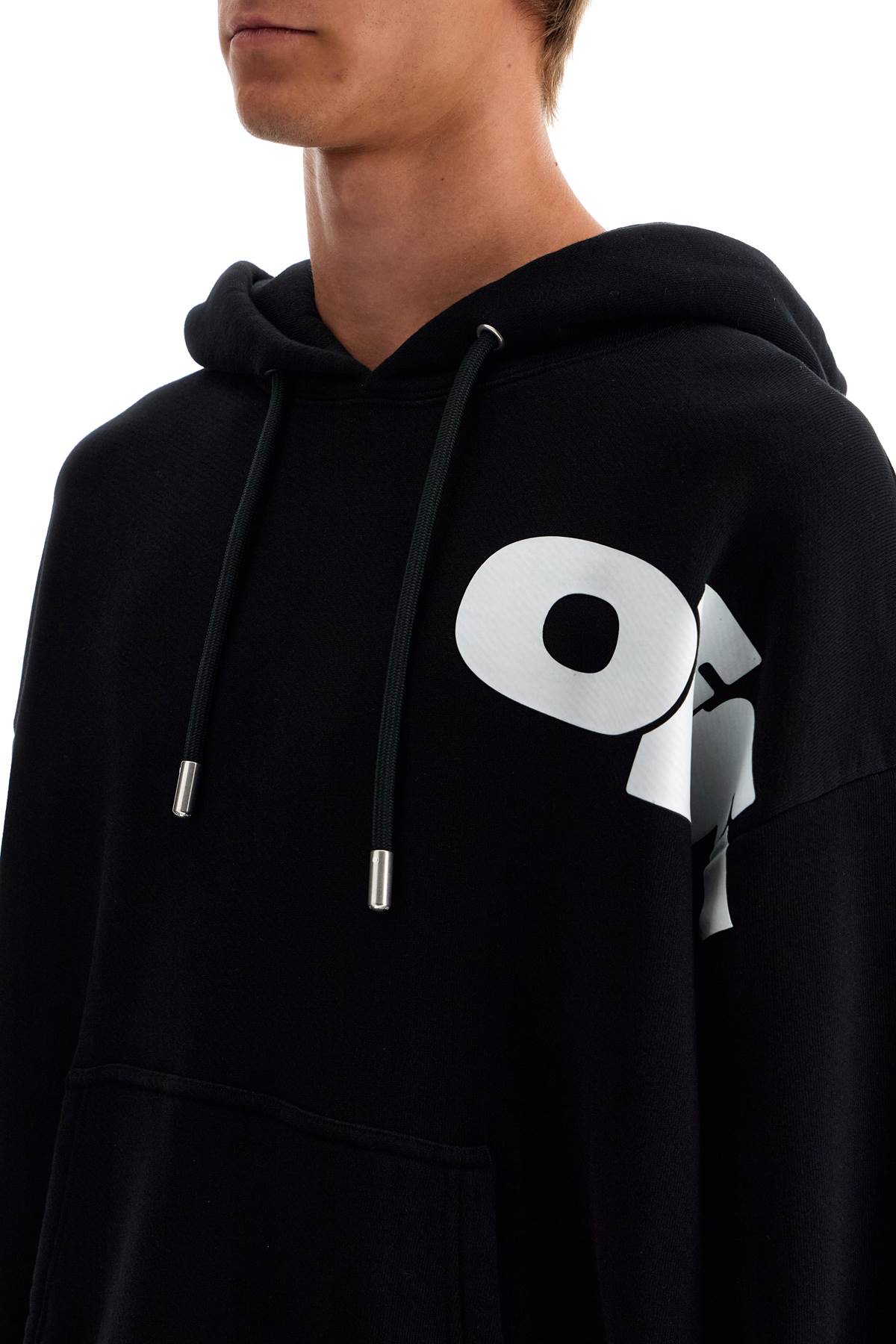 Hooded Sweatshirt With Shared  - Black