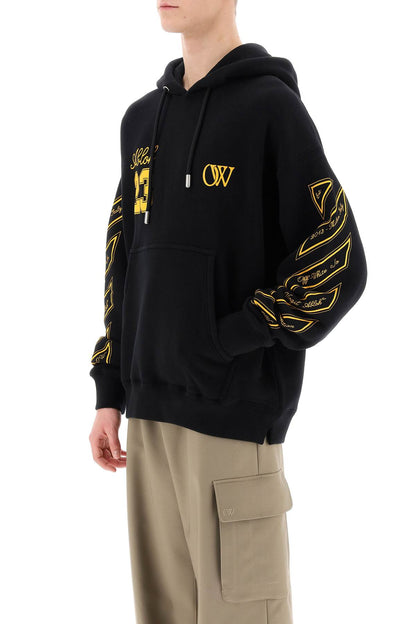 Skated Hoodie With Ow 23 Logo  - Black