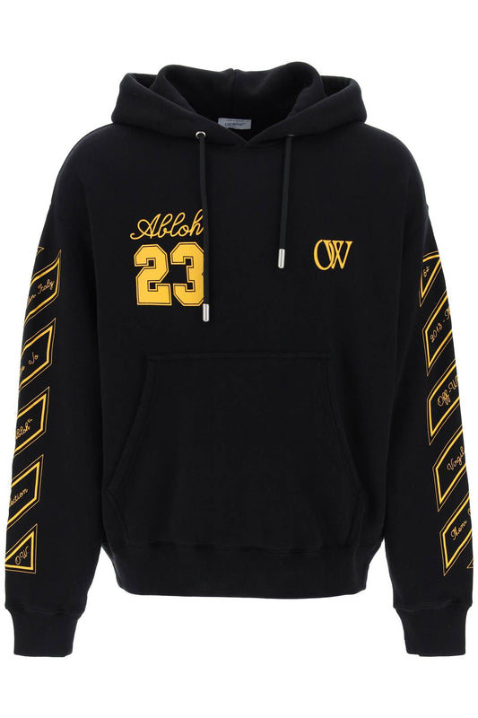 Skated Hoodie With Ow 23 Logo  - Black