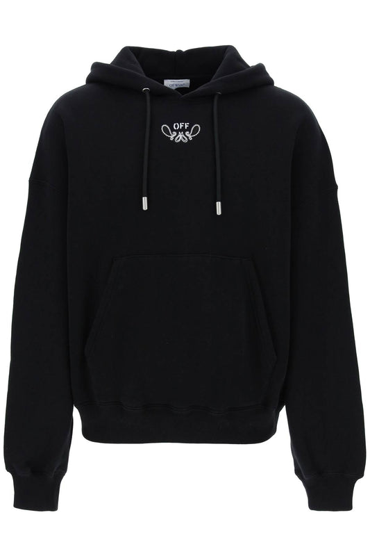 Hooded Sweatshirt With Paisley  - Black