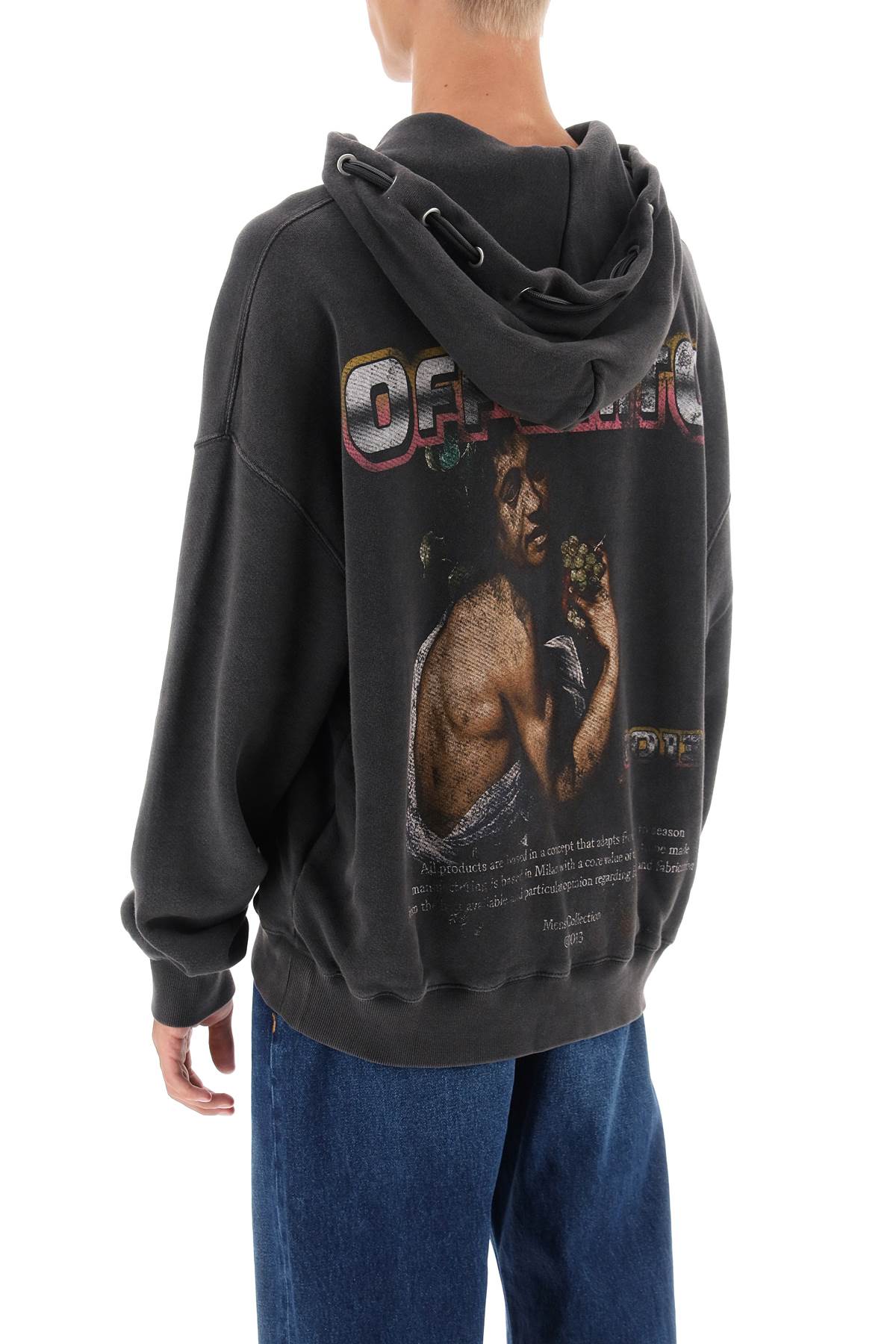 Hoodie With Back Bacchus Print  - Nero