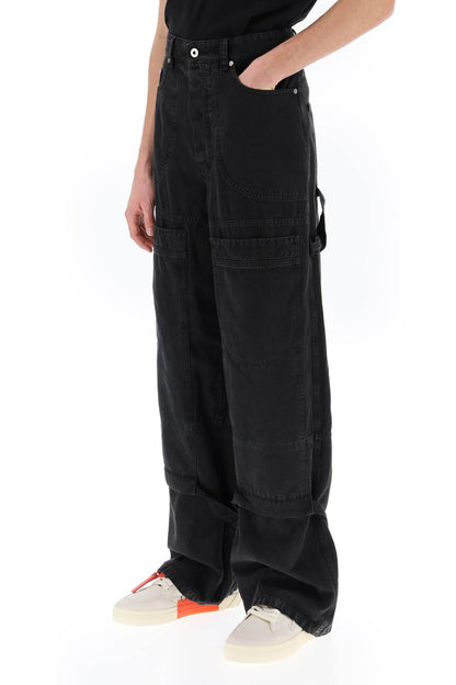 Wide Leg Cargo Pants  - Black