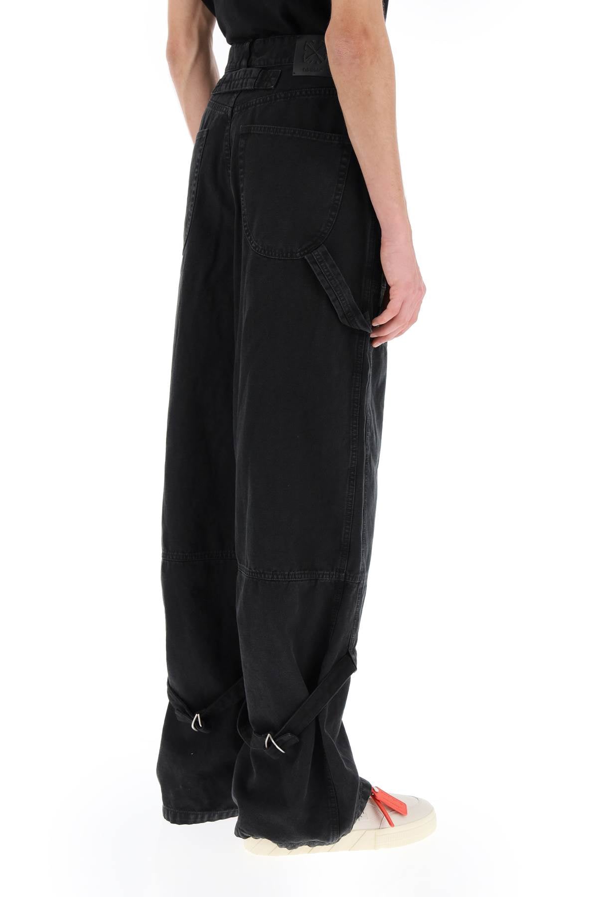 Wide Leg Cargo Pants  - Black