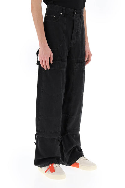 Wide Leg Cargo Pants  - Black