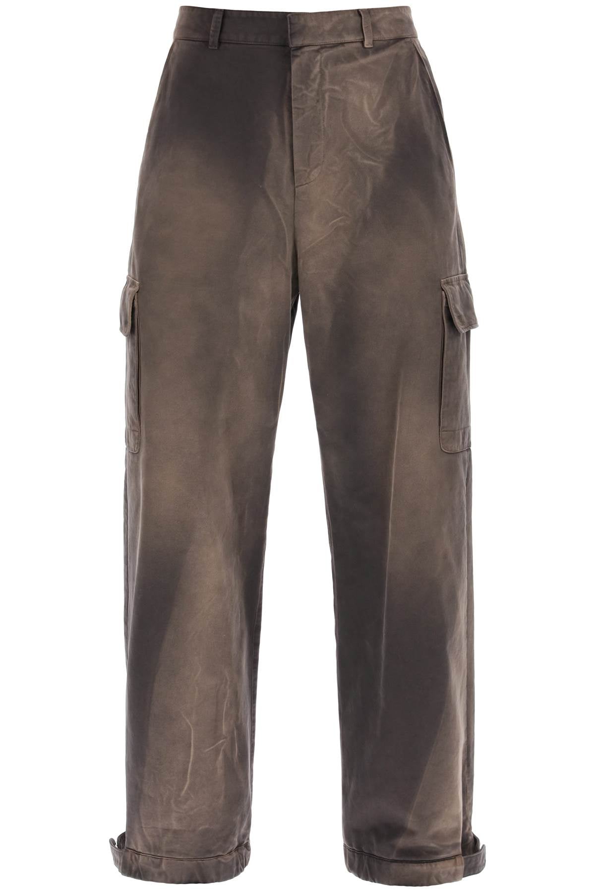 Washed-effect Cargo Pants  - Marrone