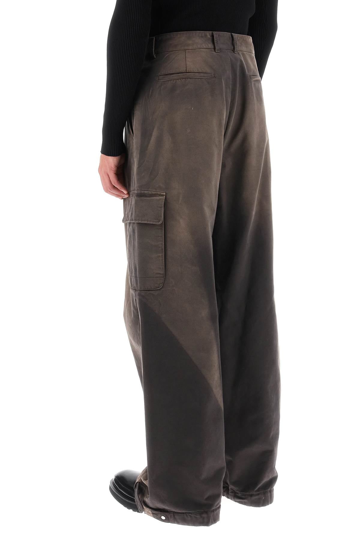 Washed-effect Cargo Pants  - Marrone