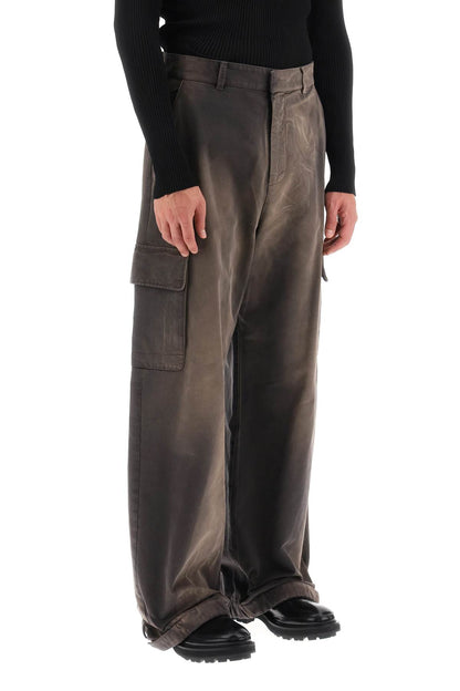 Washed-effect Cargo Pants  - Marrone