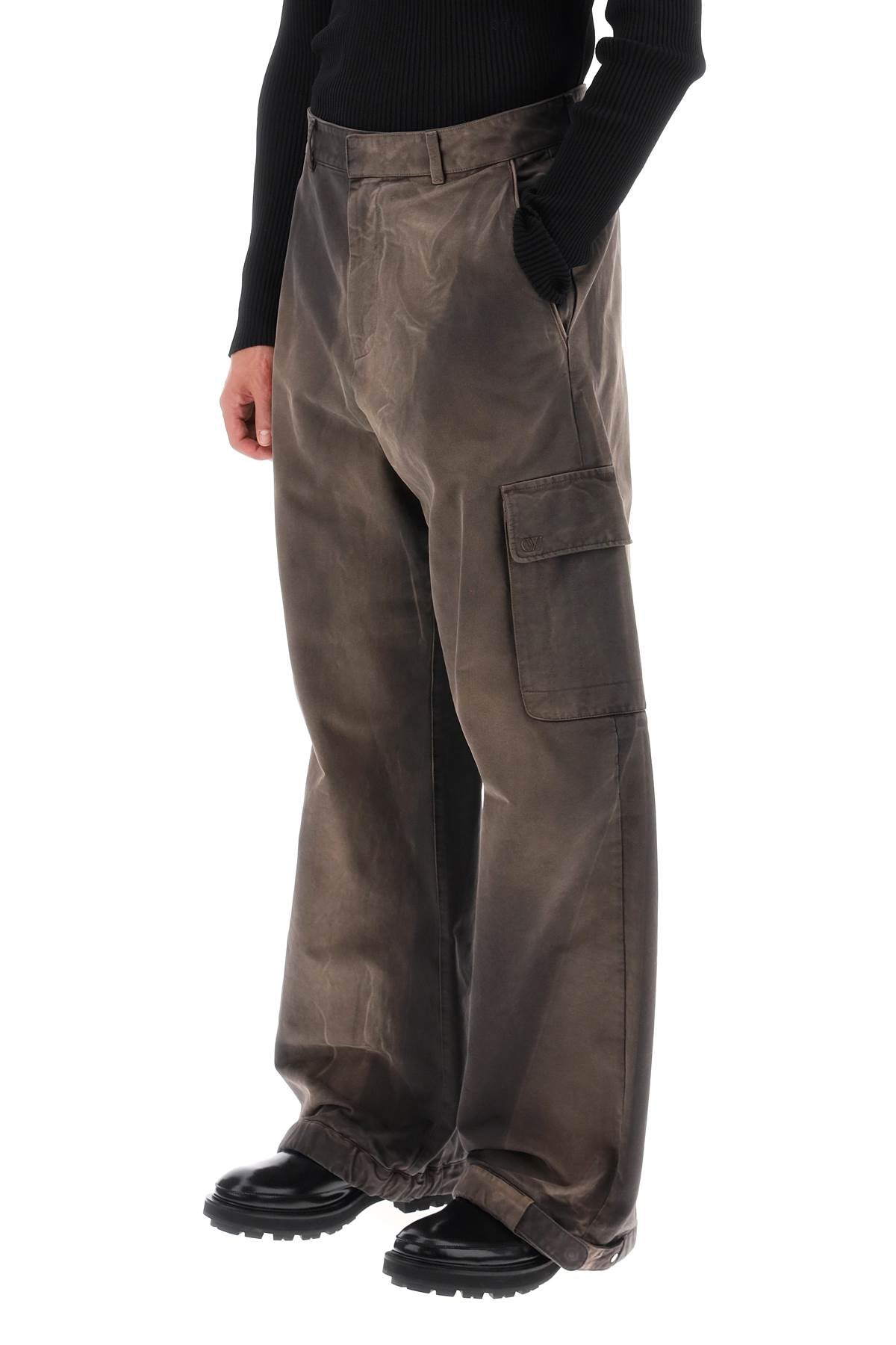 Washed-effect Cargo Pants  - Marrone