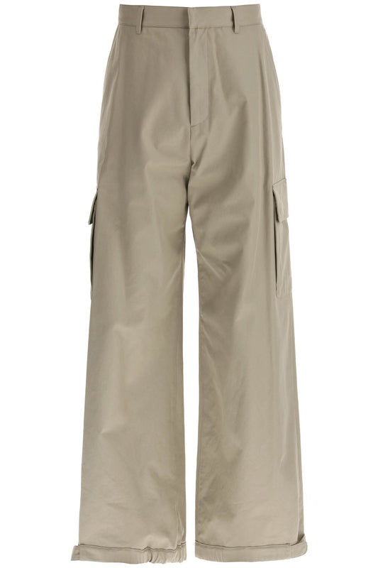 Wide-legged Cargo Pants With Ample Leg  - Beige