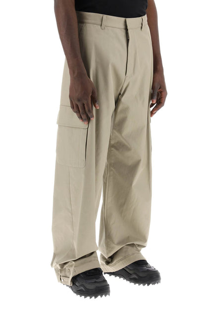 Wide-legged Cargo Pants With Ample Leg  - Beige