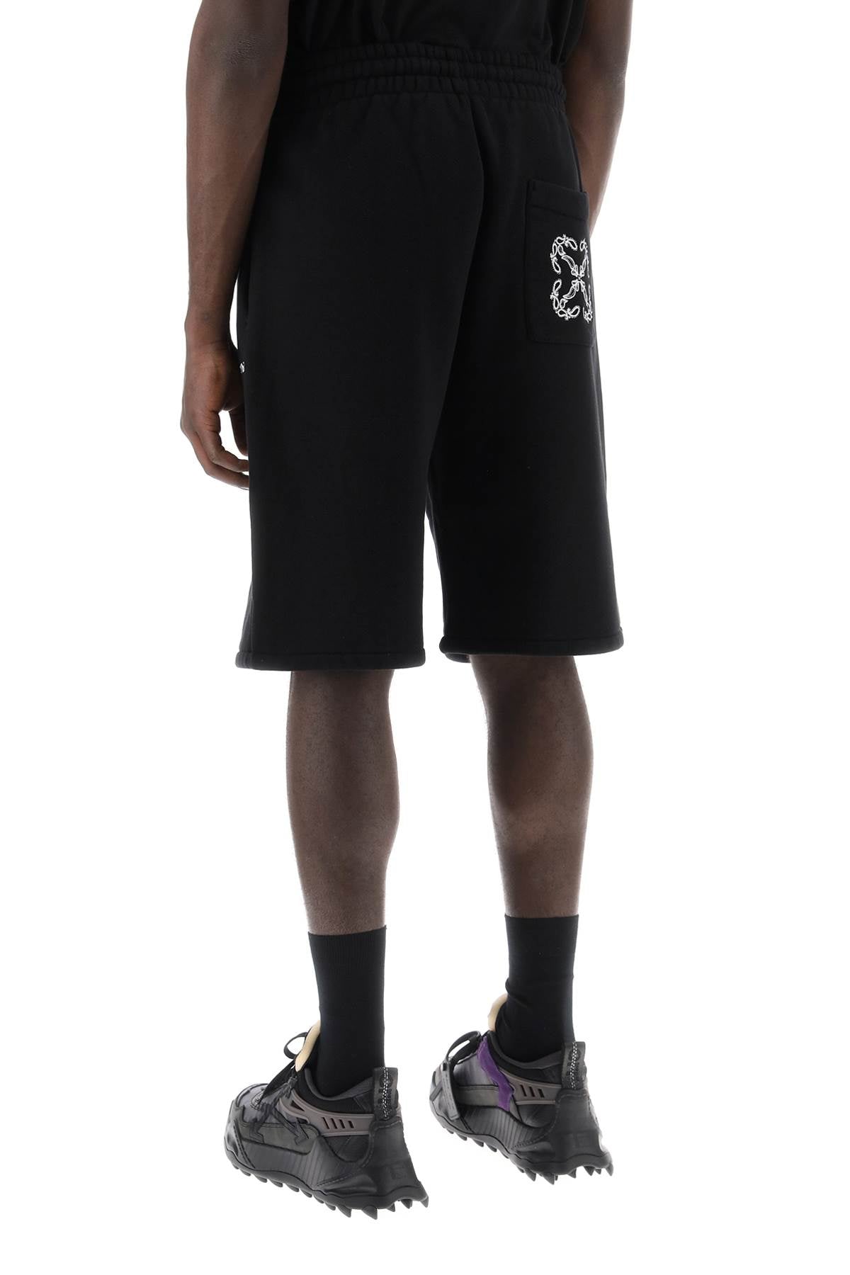 "sporty Bermuda Shorts With Embroidered Arrow  - Black