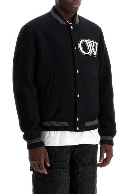 Embroidered Lettering Varsity  - Black