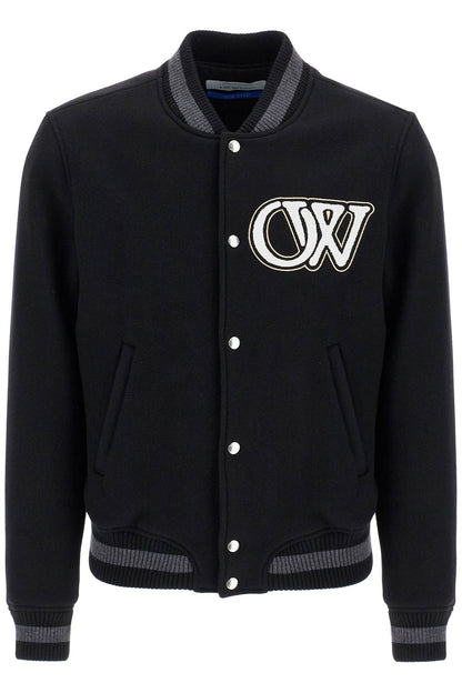 Embroidered Lettering Varsity  - Black