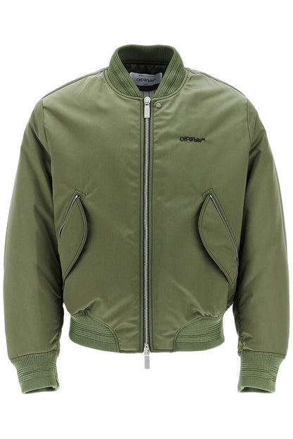 Padded Nylon Bomber Jacket  - Khaki