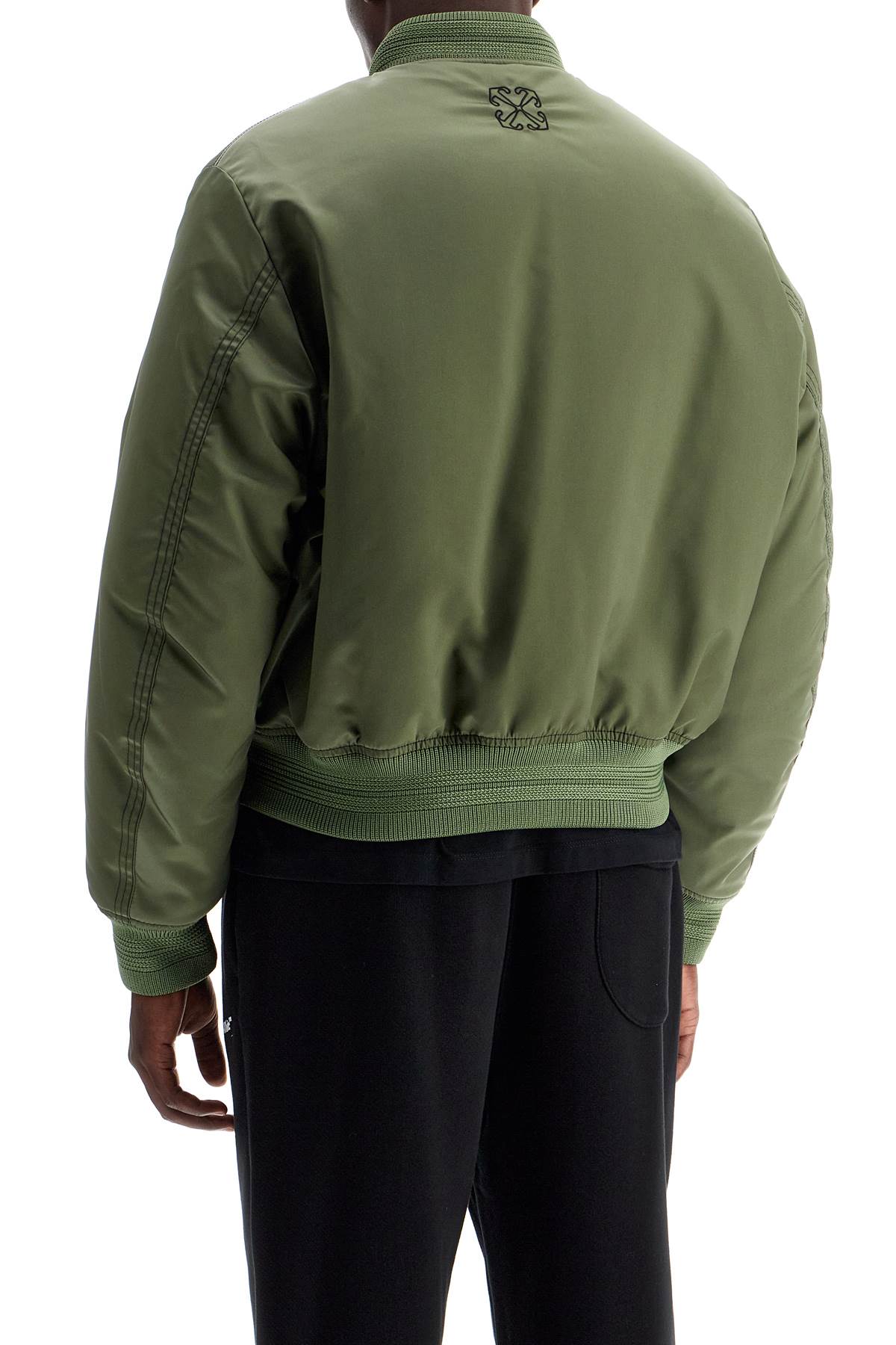 Padded Nylon Bomber Jacket  - Khaki