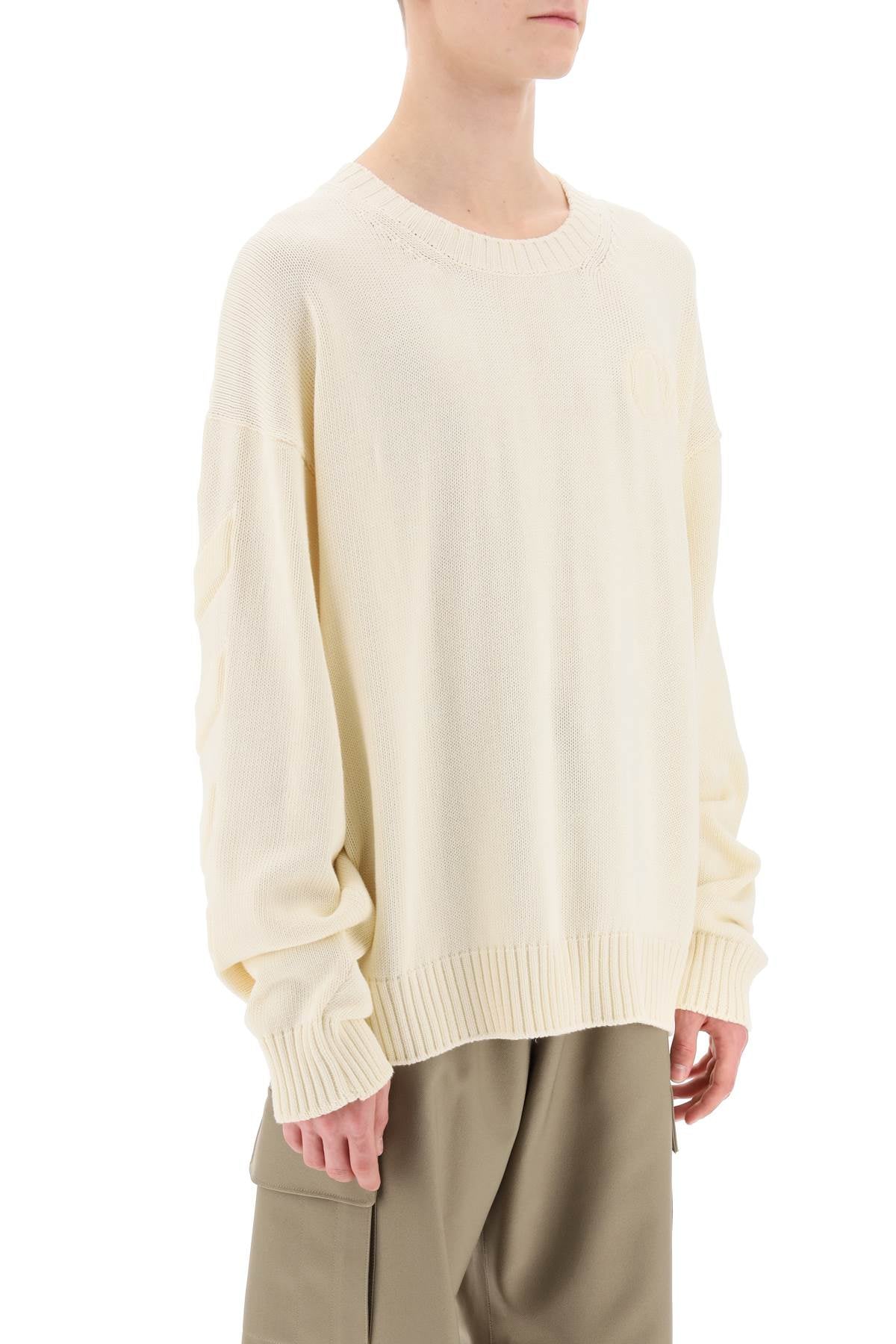 Sweater With Embossed Diagonal Motif  - Neutro