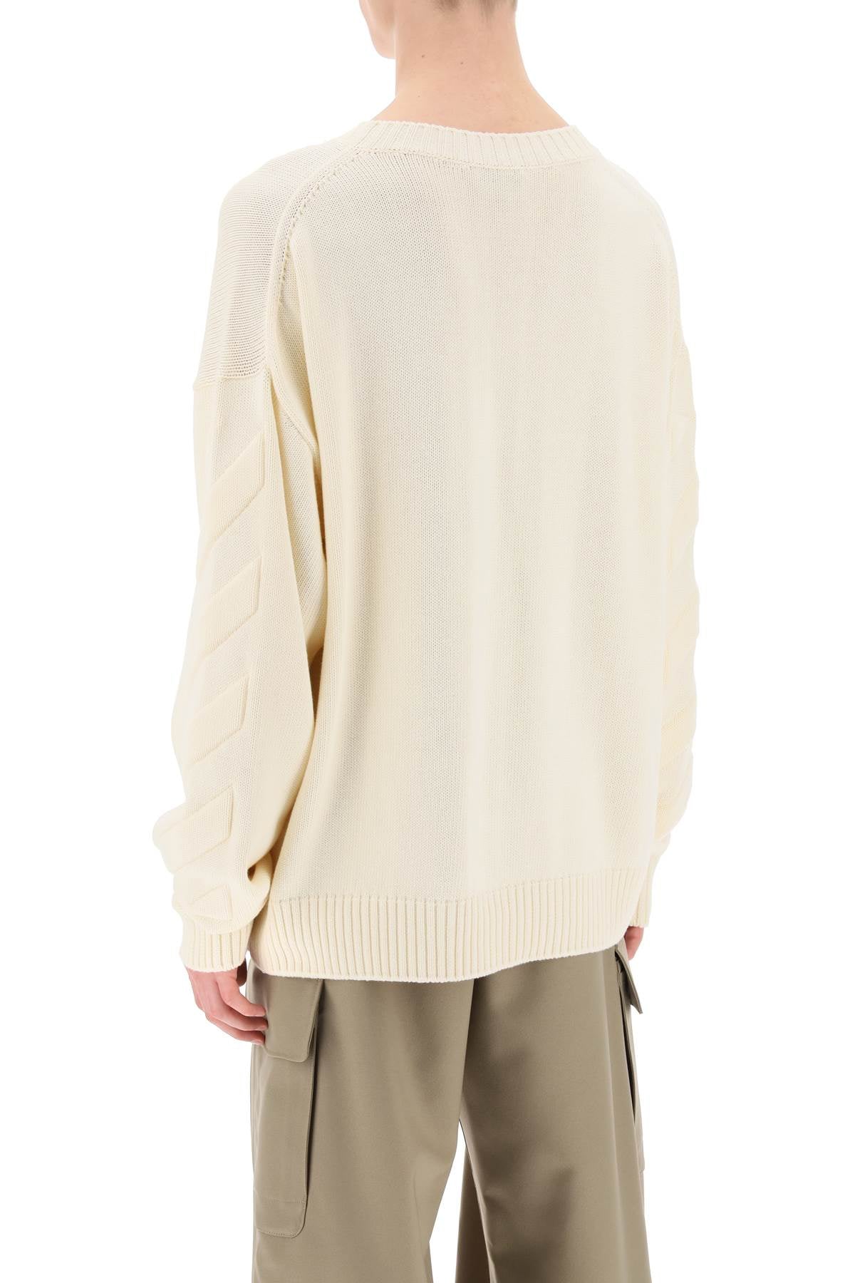 Sweater With Embossed Diagonal Motif  - Neutro