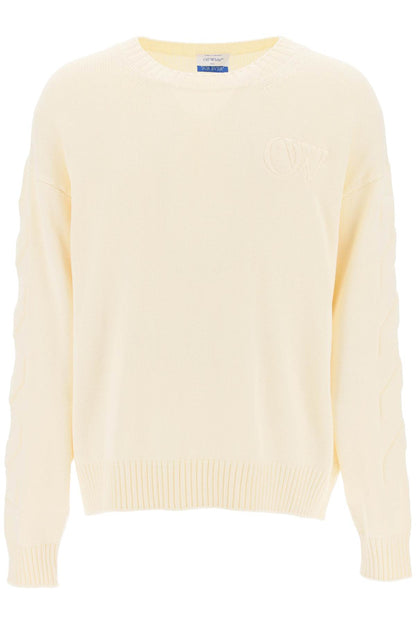 Sweater With Embossed Diagonal Motif  - Neutro